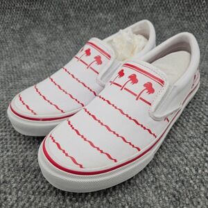 In-N-Out Burger Men's 9 White Red Slip On Sneakers Palm Tree Canvas Shoes Merch